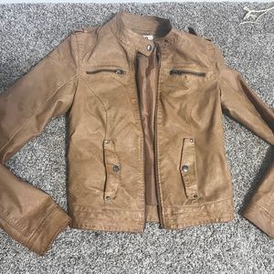 Faux brown leather jacket